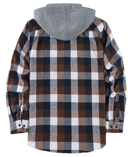Little Beauty 3 Pack Men's Flannel Shirts Plaid Hoodie Button Down Shirt Jackets Long Sleeve Stylish Hooded with Pocket2