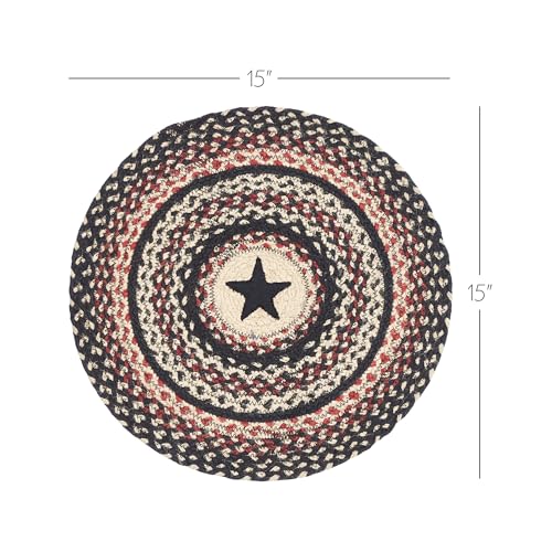 VHC-Brands-Colonial-Star-Trivet-Hot-Pad-for-Pots-Pans-Tan-Black-Red-Jute-Blend-Round-Circle-15-Inches VHC Brands Colonial Star Trivet Hot Pad for Pots Pans Tan Black Red Jute Blend Round Circle 15 Inches