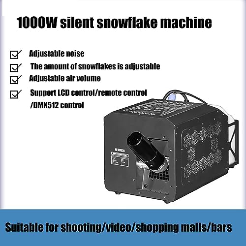 Máquina de nieve súper silenciosa, 1000 W, profesional para producción escénica, cobertura alta de 30 m2 con control remoto para efectos escénicos, Navidad y bodas miniatura 3