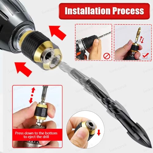 Image of Sunkizzrs 3-Pcs Magnetic Bit Holder 1 /4 inch (6.35mm) Hex Shank - Quick Release Screwdriver Extension Bar - 60+100+150mm Length Self-Locking Drill Bit Holder for Handheld Drivers or Power Drill