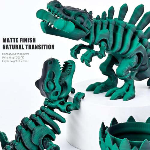 Image of OVV3D Dual Color PLA Filament 1.75mm, Black Green Matte PLA 3D Printer Filament, Multi Color Change 3D Printing Filament for Most FDM 3D Printer, 1kg Spool