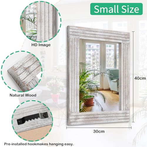 HLFMVWE Mirrors for Wall Rustic Wooden Frame Rectangle Mirror Vintage Hanging Mirrors for Bedroom Bathroom Living Room Farmhouse White Small 30x40cm - Cosy Home Interiors HLFMVWE Mirrors for Wall Rustic Wooden Frame Rectangle Mirror Vintage Hanging Mirrors for Bedroom Bathroom Living Room Farmhouse White Small 30x40cm - Image 7