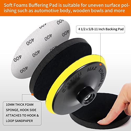 Pomsare PW820812 45Pcs 5 Inch Wet Dry Sanding Discs Kit With Hook And Loop Backing Pad 5/8-11 And Foam, Angle Grinder Drill Sanding Attachment thumb #3