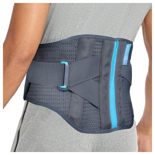 T TIMTAKBO Lower Back Support Brace W/Removable Lumbar Pad for Men Women Herniated Disc,Sciatica,Scoliosis,Waist Pain Relief Lumbar Support Belt (Gray/Blue,S/M Fit Belly 23.5"-29.5")…