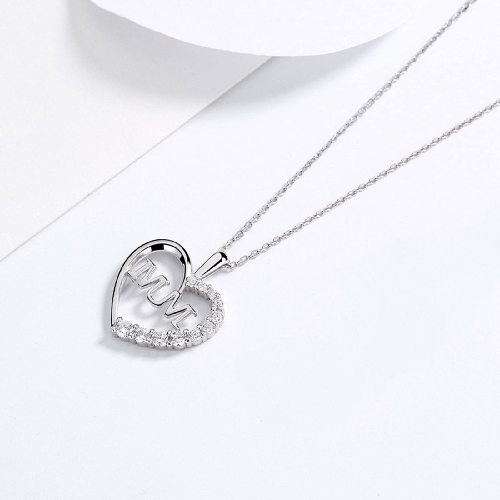 Halskette Damen Weissgold, Silberkette Damen Hochzeit 18K Mutter mit Diamant