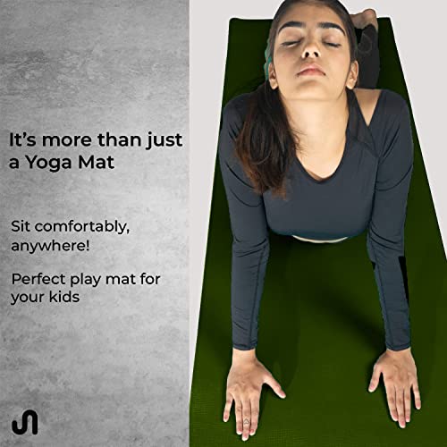 Image of Bodyband Yoga Mat for Women and Men 4mm with Carry Strap EVA Material Extra Thick Exercise Mat for Workout Yoga Fitness Pilates and Meditation, Anti Tear Anti Slip For Home & Gym Use - Army Green