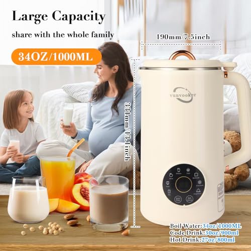 Macchina Per Il Latte Di Soia, Macchina Per Latte Di Soia, Multifunzione, Automatica, A Base Vegetale, (Mandorle, Avena, Frutta, Succo Di Mais, Ecc.) Con Preimpostazione, Autopulizia, Mantenimento - 5