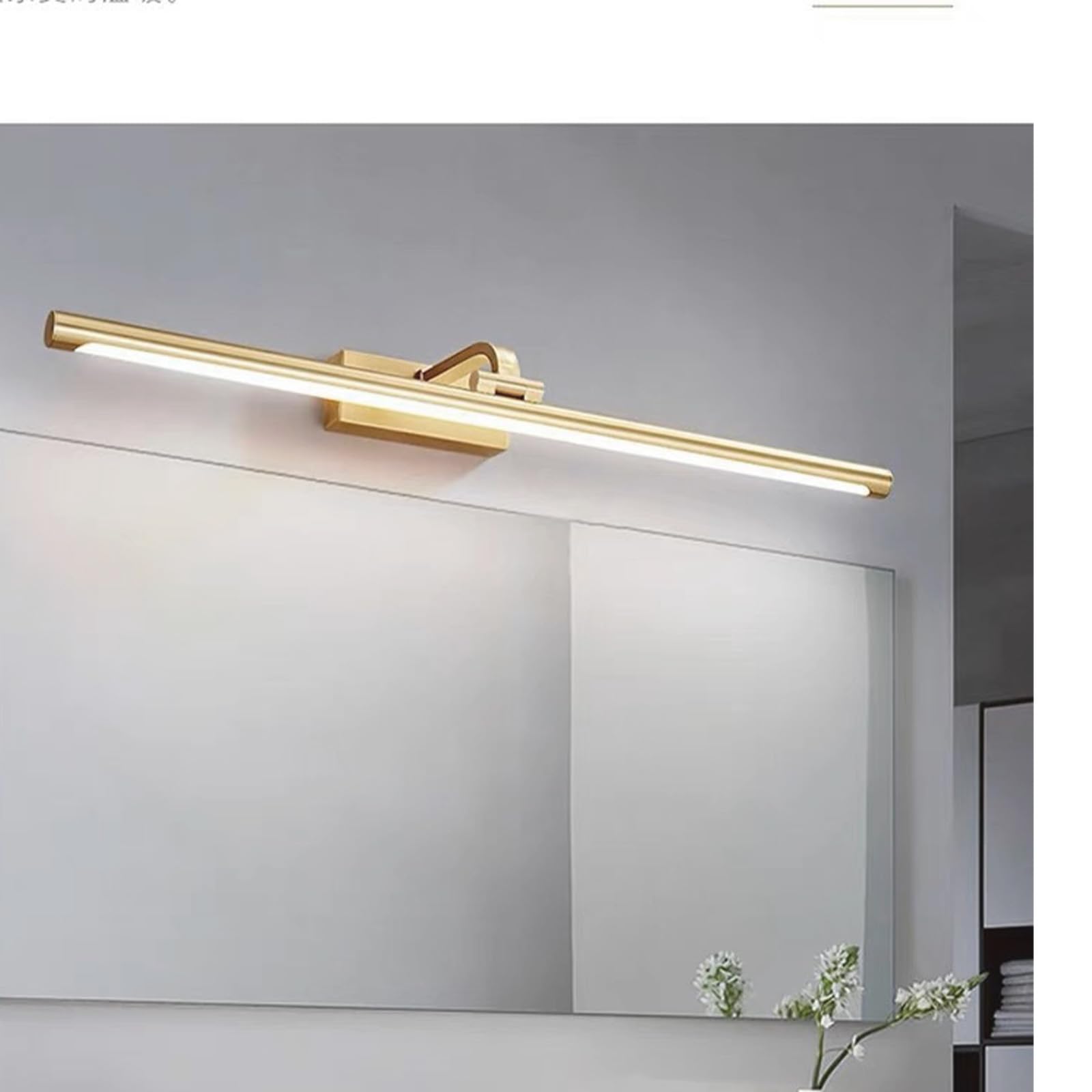 LED Spiegelleuchte Badezimmer mit Bewegungsmelder Wasserdicht Wandbeleuchtung 180° Drehbar Modern Wandleuchten Bilderleuchte Wandleuchte für Keller Küche Badschrank (Silbernes Warmes Licht,60cm)