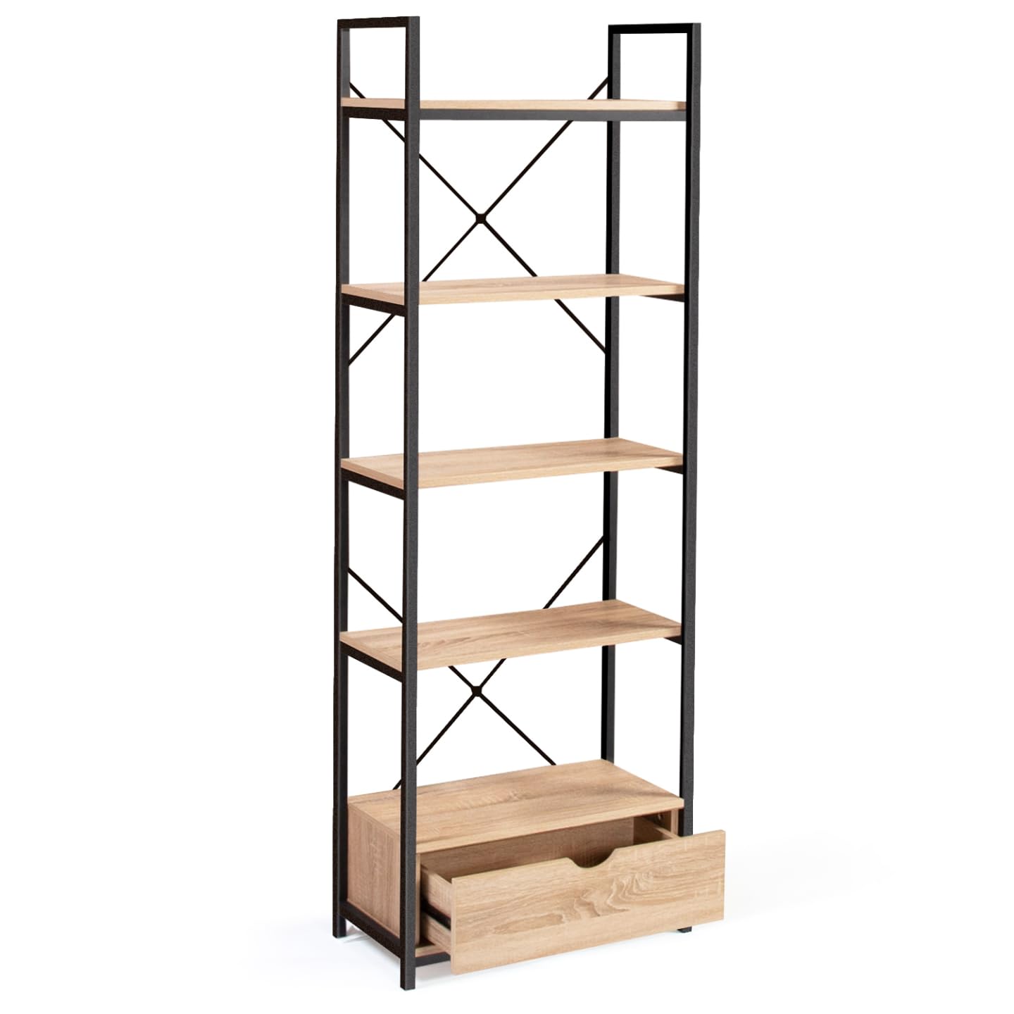 IDMarket - Estantería de 5 niveles con cajón DETROIT diseño industrial