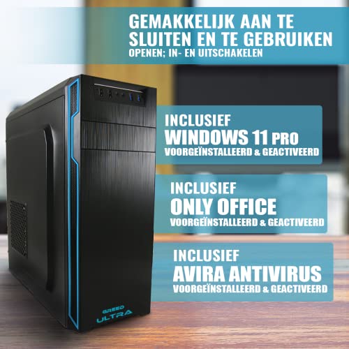 GREED® Intel Core 12th Gen - Ultra PC - Snelle computer voor kantoor - Computer met 4.4 GHZ - 32 GB RAM/geheugen - 1TB SSD + 1TB HDD - DVD - USB 3.0 - WLAN - incl. Windows 11 Pro - Afbeelding 7