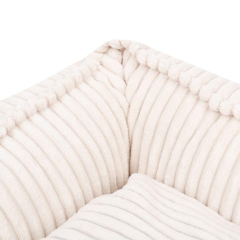Modern Living Hundebett Helena | Komfortables Hundebett für kleine bis große Hunde | stilvolles Breitcord-Design | mit Memory Schaum gefüllt, Abnehmbarer Bezug (Beige, 65x60x18cm)