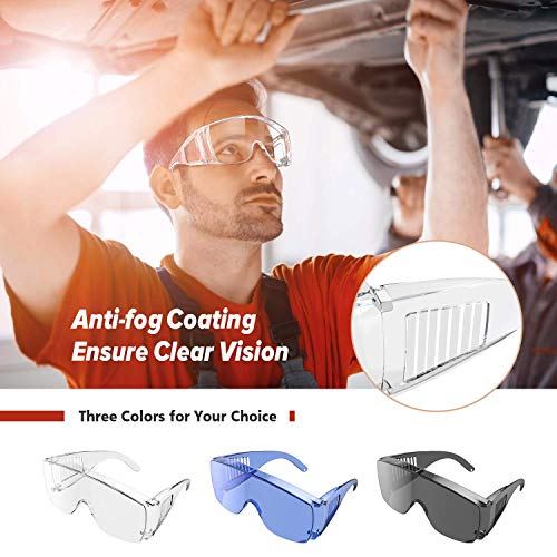 Safety Glasses Over Glasses Goggles Protective Eyewear - Anti Fog Shooting Glasses Eye Protection with Clear Vision,Scratch & UV Resistant Safety Glasses for Work Men Lab 3 Colors Pack - Thumbnail 5