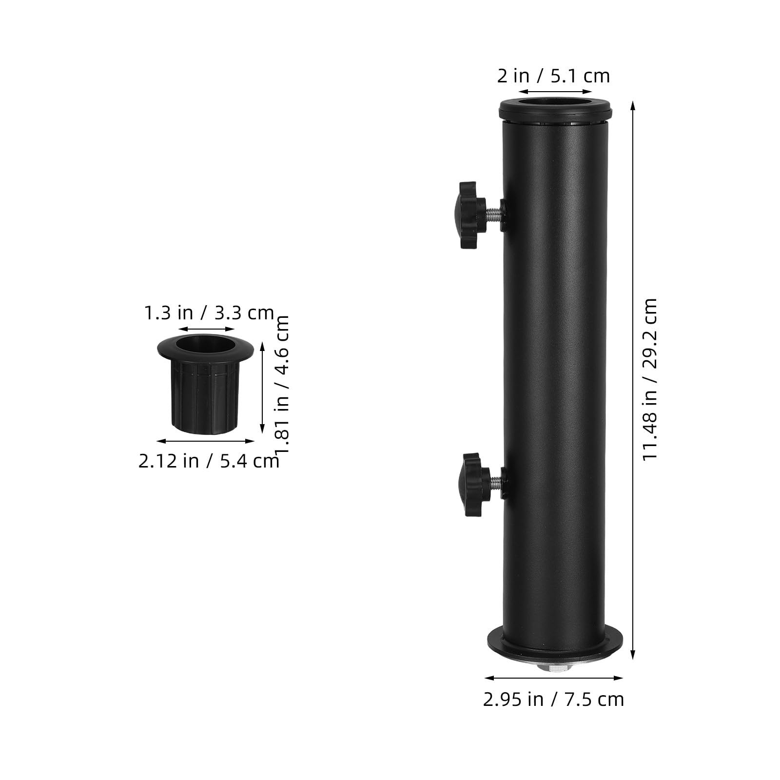 Schirmständer 1 Satz mit Stabiler Struktur aus Edelstahl und ABS und maximaler Windbeständigkeit Fester Regenschirmhalter modularer in Schwarz für Garten und Terrasse