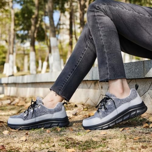 XPACS Womens Comfortable Shoes for Plantar Fasciitis, Orthopedic Shoes with Arch Support for Walking, Casual Soft Sneakers for Walking, High Arch Shoe for Diabetic, Foot Pain Relief, Relaxed Fit Grey