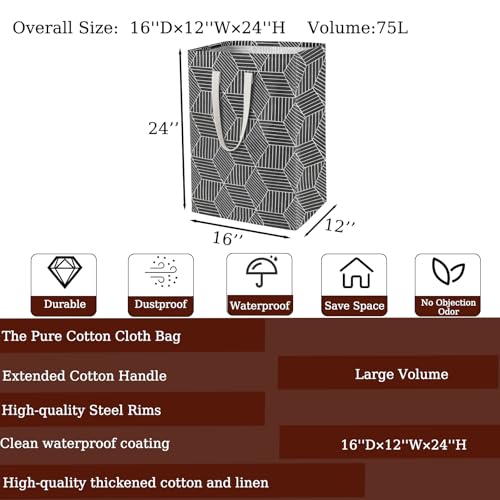 Image of Waterproof Laundry Hamper Collapsible Laundry Basket Leather Handle Laundry Bag Large Clothes Storage Toy Organization for Bathroom Bedroom Laundryroom College Dorms (Heilingxing-001)
