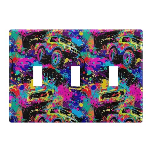 Light Switch Cover Graffiti Monster Truck Wall Plates for Electrical Outlets 3 Gang 202b5832