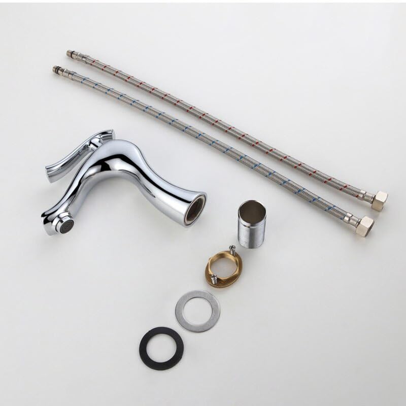 Mitigeur de lavabo MESKEL noir mat à commande eau chaude et froide fluide - 4