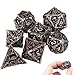 DND Dice,Hollow D&D Metal Dice,Dungeons and Dragons Dice Set with Gift Box,7 PCs Steampunk Polyhedral Dice Games Set for RPG,MTG,Pathfinder,Blood Spattered D and D Dice Set D20 D12 D10 D8 D6 D4 D%