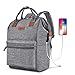 Produktbild LOKASS Laptop Rucksack 15,6 Zoll Offene Weite Große Laptoptasche Schulrucksack Uni Studenten Rucksack Schule Reiserucksack Mehrzweck Lässig Tagesrucksack mit USB-Ladeanschluss für Damen Herren,Grau