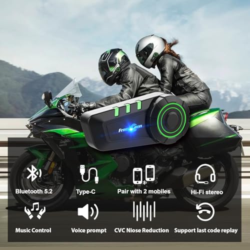 FreedConn KY Motorcycle Helmet Bluetooth Headset, Speakers Earphone 5.2 Wired Headphone Automatic Motorbike Call Voice Music Control IP65 Waterproof Compatible with All Helmets Accessories - Image 3