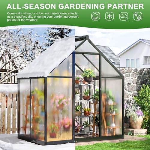 Polar Aurora PNF0406BG 4X6 Ft Greenhouse, Quick Aluminum Assembly Structure Polycarbonate Greenhouse thumb #5