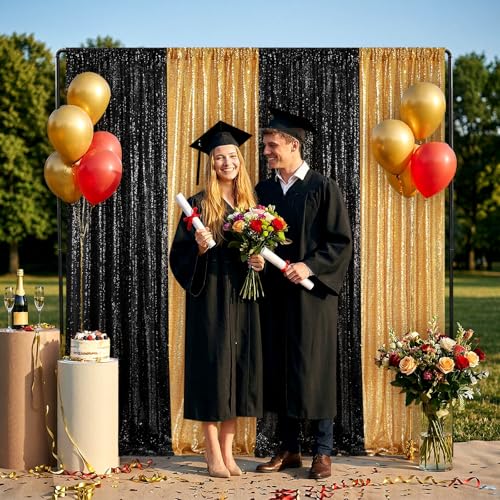 Image of Gold Sequin Curtain, 3 1 /4 inch x 80 inch