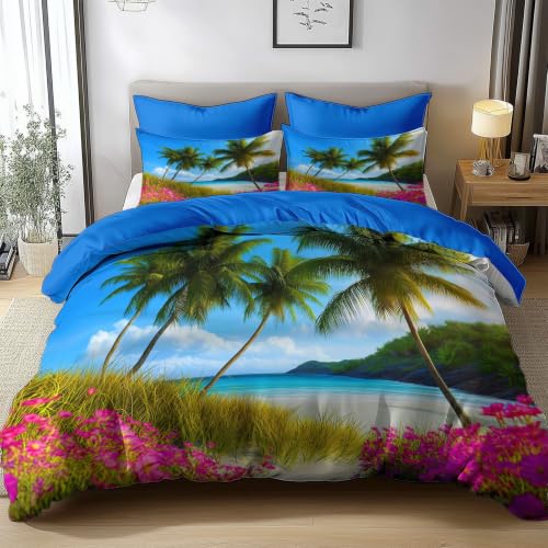 Housse de couette palmier 200 x 200 cm avec 2 taies d'oreiller - 4