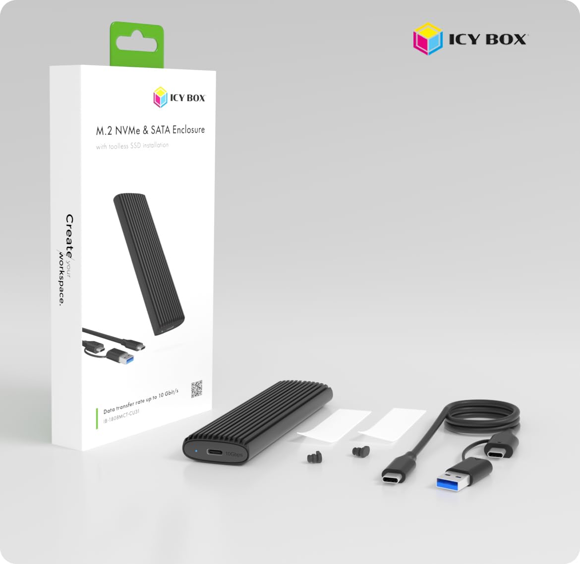 RaidSonic Icy Box IB-1808MCT-CU31 NVMe SSD USB 3.2 Type-C Geh?use schwarz