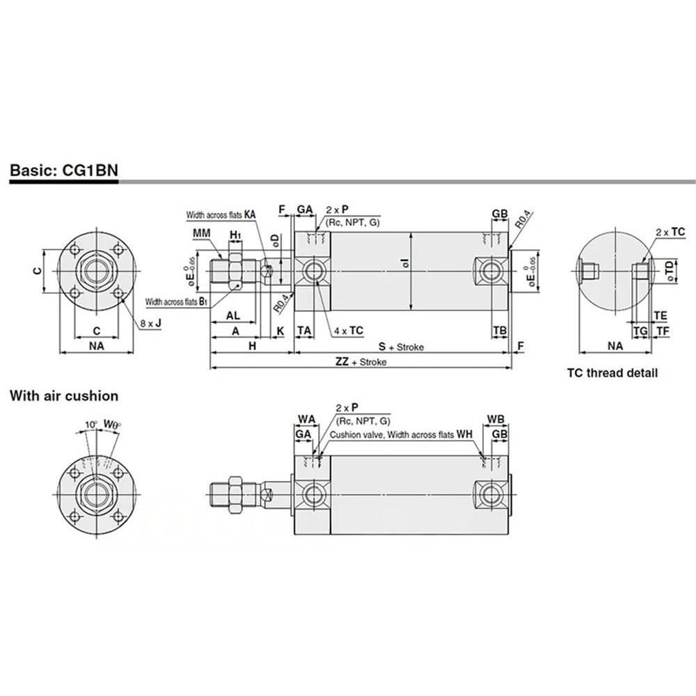 Pneumatisches Druckluftwerkzeug 25-mm-Bohrungszylinder CG1BA Luftkissen, Teleskop-Standard-Pneumatikzylinder aus Aluminiumlegierung, 1 Stück(25 * 25MM)