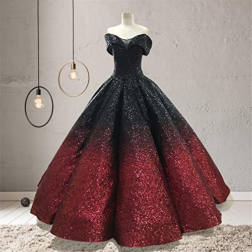Hochzeitskleid Frauen Weg von Der Schulter Glitter Pailletten Ballkleid...