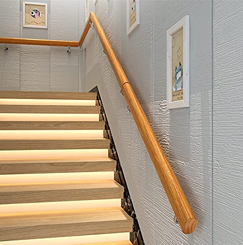 Main courante en bois 4M et support acier inoxydable, rampe décorative
