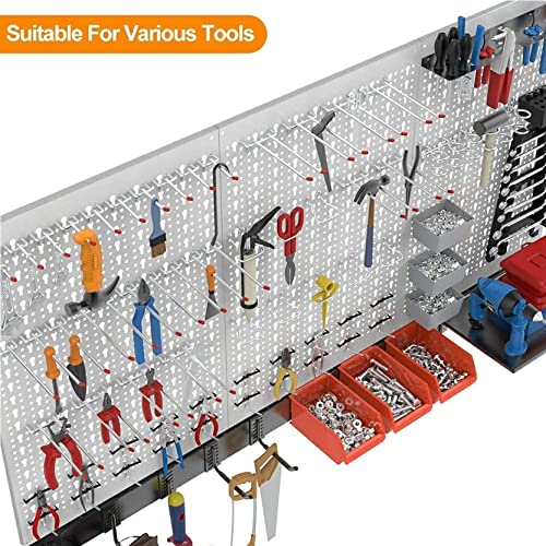 Torack 109Pcs Pegboard Wall Organizer 4 Ft. Garage Metal Pegboard Standard Utility Tool Storage Kit W/Toolboard Hooks & Pegboard Hooks Accessories, Wall Mounted Storage Bins & Shelf Racks #TOP2