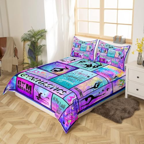Juego de ropa de cama con diseño de gimnasia y estampado a cuadros 4