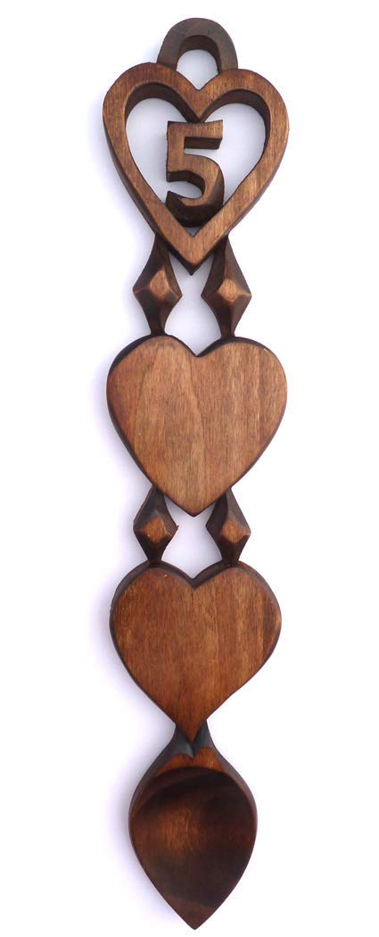 Elegant 5th Anniversary Love Spoon - Free Engraving of Names & Date