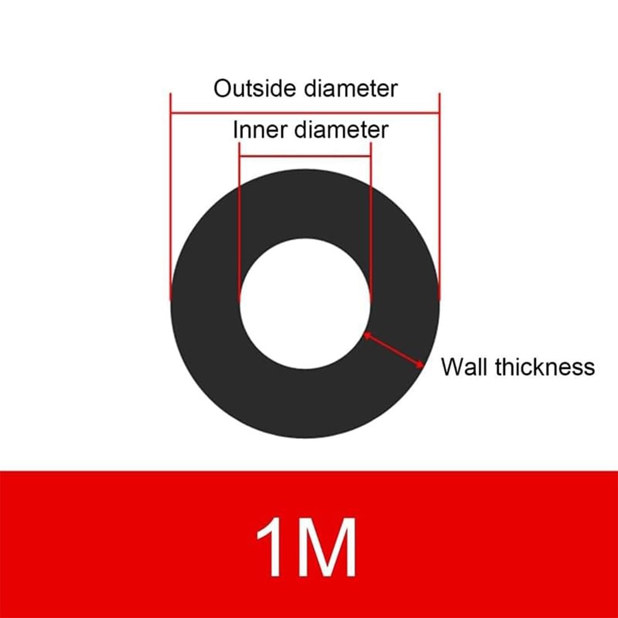 Tubo In Silicone Nero, Diametro Interno 1 M, 10-25 mm, Flessibile, Gomma Morbida, Resistente Al Calore, for Pompa Dell'aria for Acquario(ID 10mm x OD 14mm)