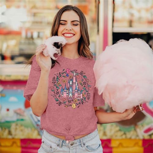 SFHFY Magical Shirt for Women Magic Kingdom T Shirt Family Vacation Tee Castle Fairy Tale Graphic Short Sleeve Tops2