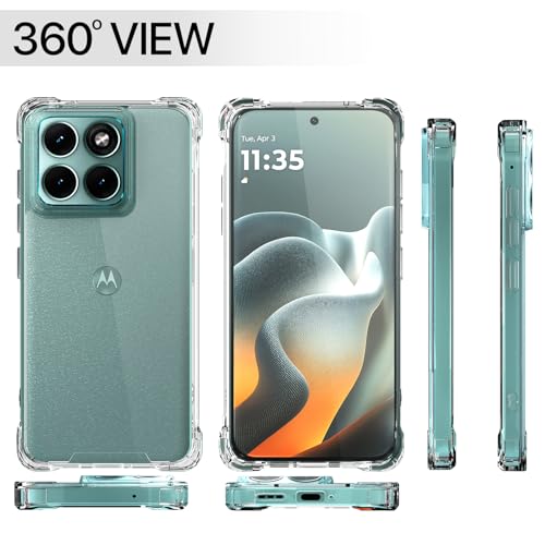 Image of Amazon Basics Back Cover for Motorola Moto Edge 70 Fusion 5G PC + TPU Clear Transparent Raised Edges Shockproof Protective Phone Bumper Case (Transparent)