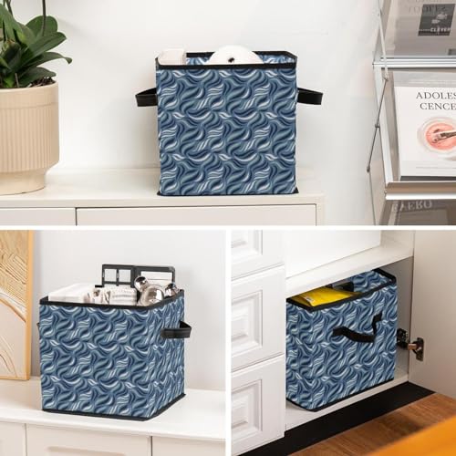 Boîte de rangement pliable bleue pour placard et chambre