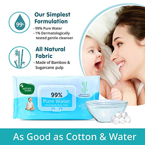 Image of Mother Sparsh 99% Pure Water (72 Unscented Baby Wipes) - Super Thick Fabric (Pack of 7)