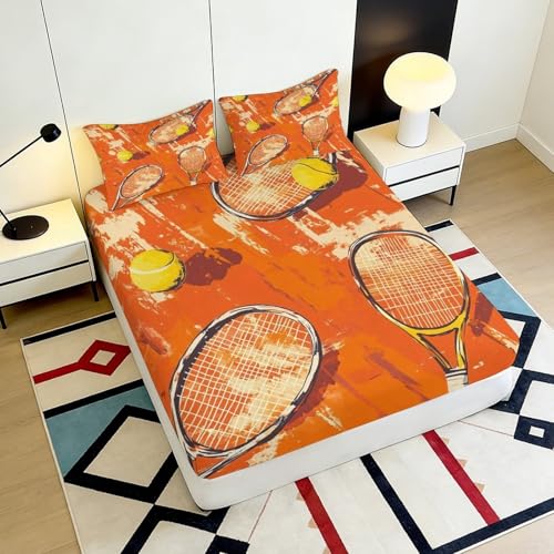 Drap housse tennis microfibre orange 90x200cm infroissable