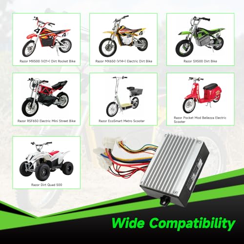 Image of 36V Controller and Throttle Compatible with Razor MX500 MX650 Dirt Bike, Control Module and Twist Throttle Handlebar Grips Replacement for Razor SX500 Electric Dirt Rocket Quad EcoSmart Parts
