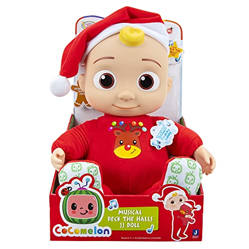 Image of CoComelon Musical Deck The Halls JJ - Includes JJ Roto Doll with Santa Hat - Festive Doll with Activated Sounds - Toys for Preschoolers
