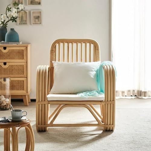 NEBE Lounge Sofa Rattan Recliner Small Sofa Balcony Rocking Chair Home Living Room Leisure Nap Chair Recliner Lounge Sofa for Bedroom - Image 5