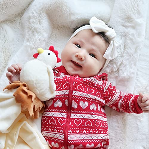 Image of Chicken Lovey Blanket for Baby | Large 20 inch x 20 inch Baby Lovey for Girls or Boys | Cute Chicken Security Blanket for Babies and Toddlers