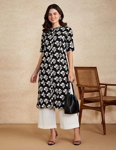 Image of Amazon Brand - Myx Women Printed Cotton Regular Fit Kurta (Available in Plus Sizes)