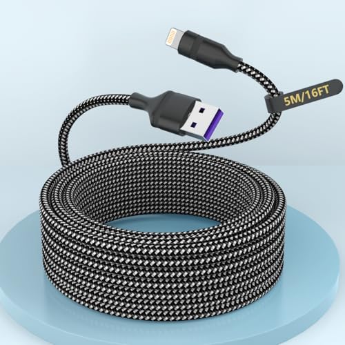 Cable de carga rápido USB A a Lightning de 5 metros que elimina los enchufes lejanos de casa