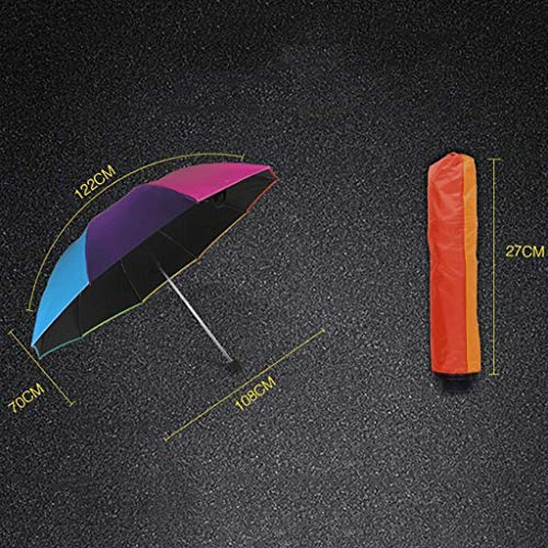 Parapluie UV trois pliants arc-en-ciel et parasol de poche compact - 3