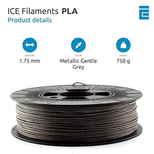 ICE FILAMENTS, PLA Filament, 3D Drucker Filament, 1.75mm, 0.75kg, Metallic Gentle Grey (Metallisch Grau), ICEFIL1PLA262 - Image 3