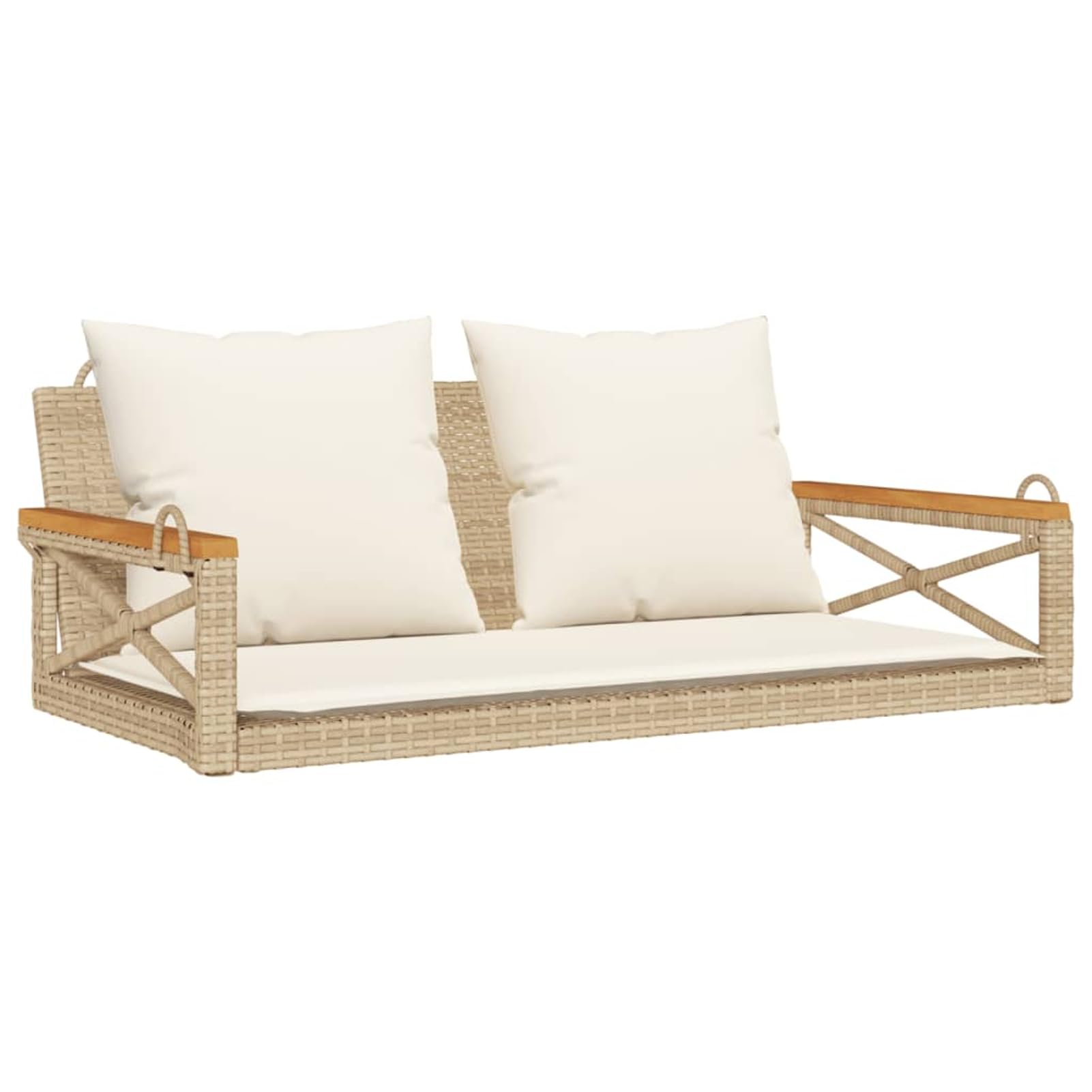 Homgoday Bequeme Rattan-Schaukelbank mit Kissen, beige, 109x62x40 cm, für Außenbereich Model368157