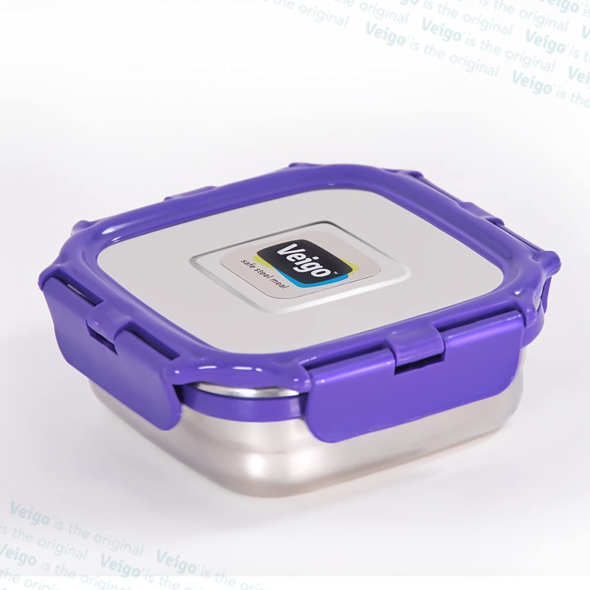 Veigo Rise and Shine Air Tight Leak Proof Stainless Steel Sandwich Box for Long Life (Purple)